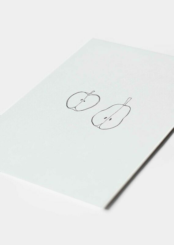 Inkylines | Apple &amp; Pear - A6 (postcard) with or without wooden frame