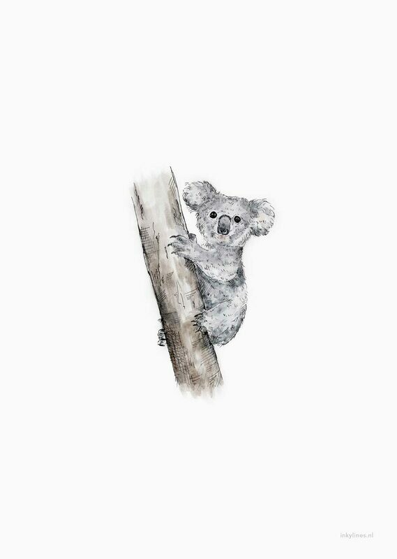 Inkylines | Koala - mini card or gift tag Inkylines | Koala - mini card or gift tag