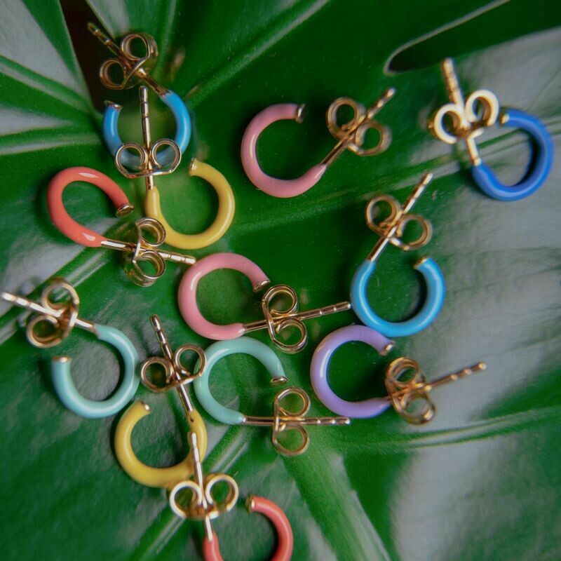 Selva Sauvage | Enamel Hoops Royal Blue - 14k Gold Plated Sterling Silver (a pair or a single)