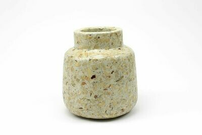 Kinta | Wide Neck Vase or Plant Pot T-Upward with dried flowers - wood and paper pulp 20cm