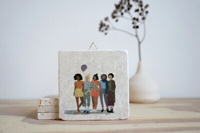 evimstore | Printed Natural Stone Tile - Women with Balloon