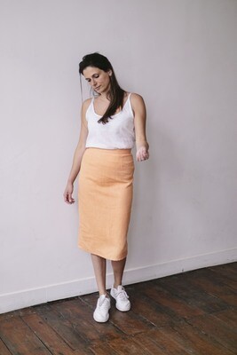 Olá Lindeza | Linen pencil skirt - Peach orange Olá Lindeza | Linen pencil skirt - Peach orange