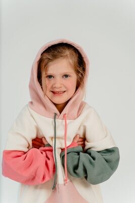 Selva Sauvage | Hoodie multicolor kids - pink and green (last two - size 10 & 12)