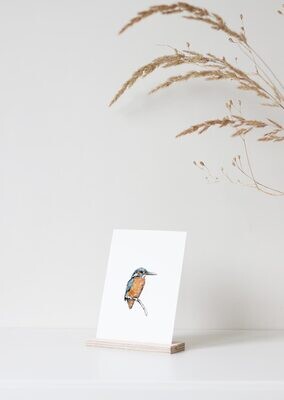 Inkylines | Kingfisher - Mini Card with or without wooden frame