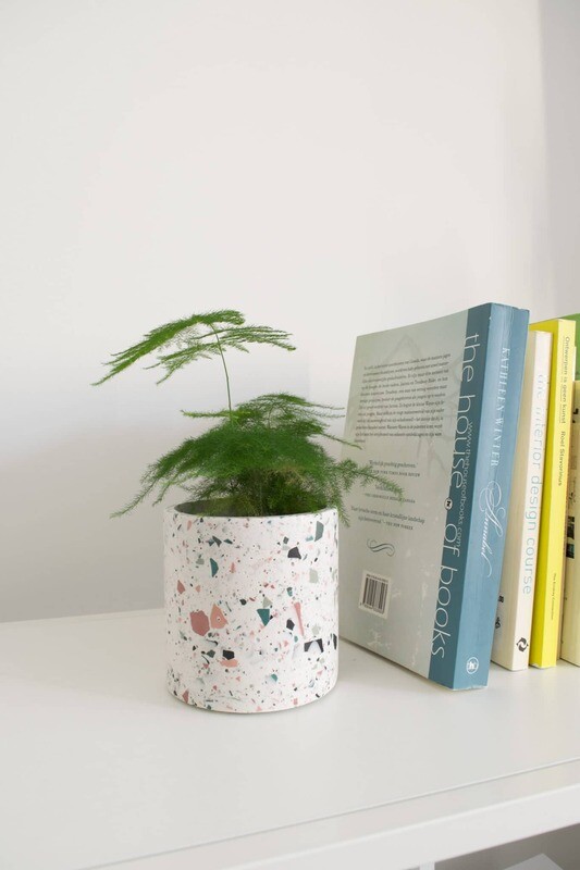 House Raccoon | Terrazzo DIY Planter 9cm - Snow white (comes with a gift box)