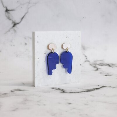 Mimimono | Translucence blue gold earrings - recycled greencast acrylic