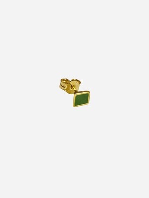 Selva Sauvage | Golden earstuds green squares - 18k gold-plated 925 sterling silver
