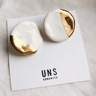 UNS ceramics | Luna Ceramic Earrings - white and gold 3,5cm