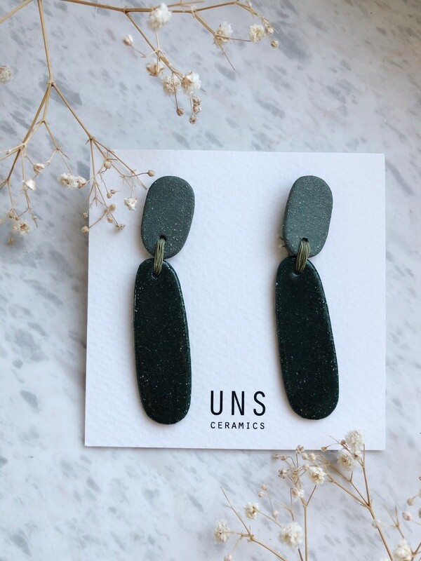 UNS ceramics | Maria Green Ceramic Earrings with cotton strings UNS ceramics | Maria Green Ceramic Earrings with cotton strings