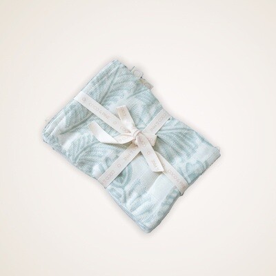 Coco & Pine | Set of 3 wash gloves - organic cotton muslin mint green feathers