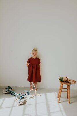 Dusq | Dress kids organic cotton muslin - Clay red