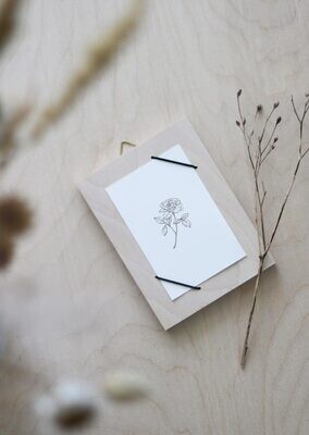 Inkylines | Garden Rose - A6 (postcard) with or without wooden frame