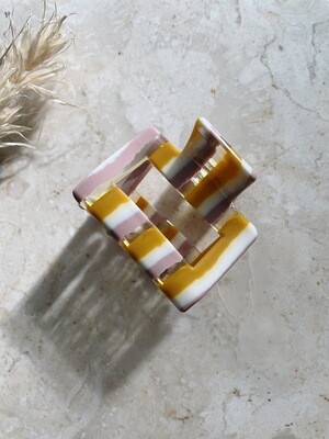 Hair clip claw 5cm - Yellow lilac pink stripes