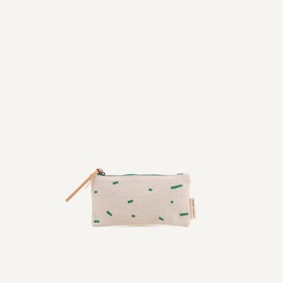 Monk & Anne | Pencil case - Natural cotton with green stripes