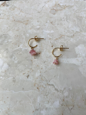 Olá Lindeza  | Gold mini hoops Rhodonite crystals - 14k gold-plated 925 Sterling Silver