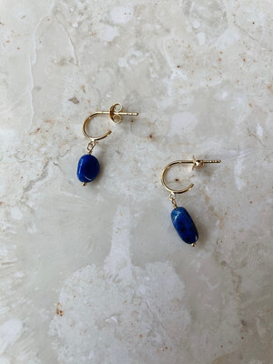 Olá Lindeza  | Gold mini hoops Lapis lazuli Stones - 14k gold-plated 925 Sterling Silver