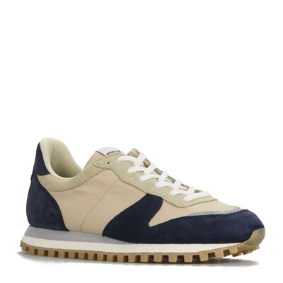 Novesta | Sneaker Marathon Trail - Navy Beige - suede and nylon with natural rubber sole