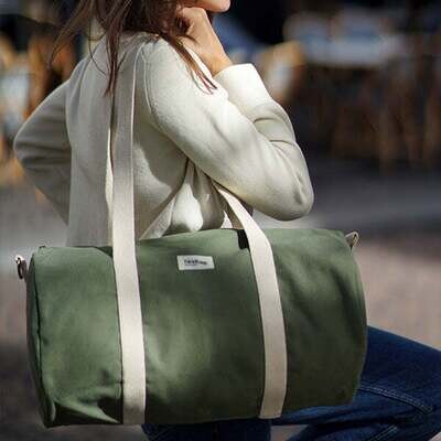 Hindbag | Weekend/Sport Bag Simon - Olive green - GOTS certified organic cotton - designed in Paris, France