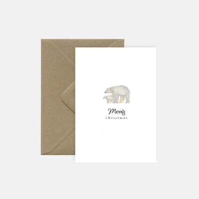 Pink Cloud Studio | Polar bears - Folding card with envelope or mini card / gift tag