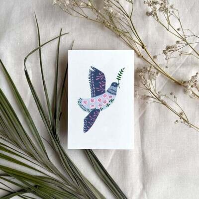 pink cloud studio | flowers and peace - Folding card with envelope or mini card / gift tag