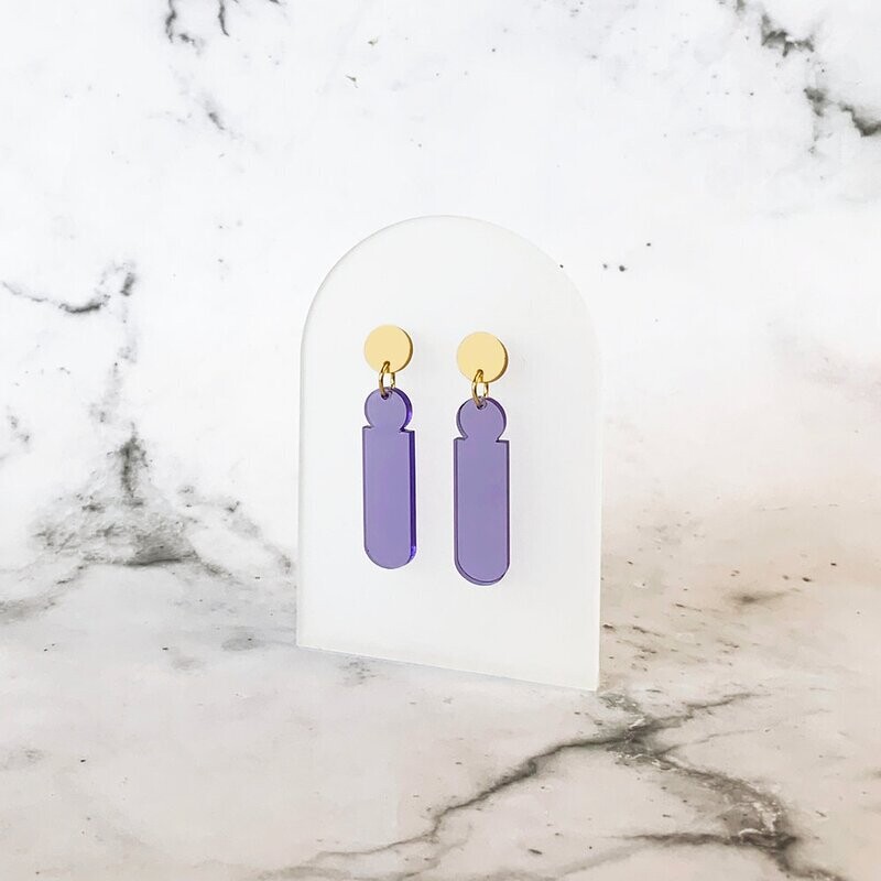 Mimimono | Spectral violet gold earrings - recycled greencast acrylic