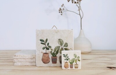 evimstore | Printed Natural Stone Tile - Plants in pot - Available in two different formats