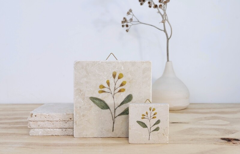 evimstore | Printed Natural Stone Tile - Yellow flower - Available in two different formats