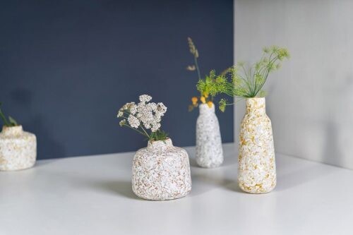 Kinta | Vase cap pulp T-upward 17cm - Carton sand