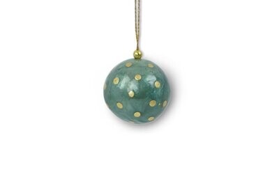 Kinta | Small Christmas ball 3cm Capiz pulp - azure blue with gold dots - strong not easy to break
