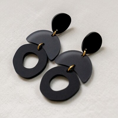 Studio Nok Nok | Black moon earrings - recycled acrylic