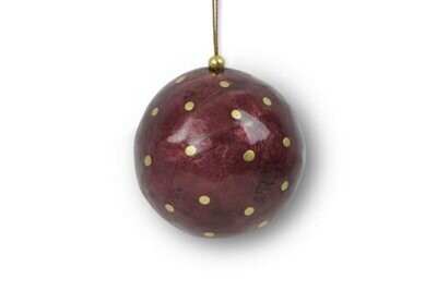 Kinta | Christmas ball Capiz pulp 6cm - berry with gold dots - strong not easy to break