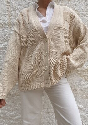 Benedita | Cardigan - cream white - 60% certified (GRS) recycled cotton, 40% cotton - made in Portugal