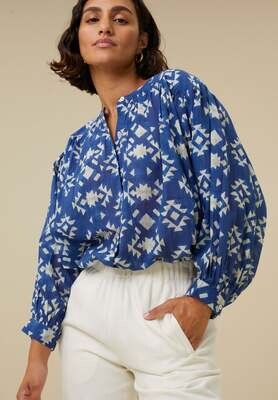 By-Bar | Lucy madras blouse - Madras blue print