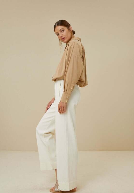 By-Bar | LAST TWO in XS & M - Mees twill pant - Off white - 100% soft twill cotton By-Bar | LAST TWO in XS & M - Mees twill pant - Off white - 100% soft twill cotton