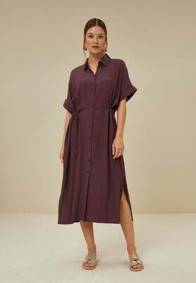 By-Bar | Nula viscose shirt dress - huckleberry (also available in midnight blue)