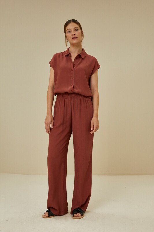 By-Bar | LAST ONE in S - Viscose Pant Bricks red - Ecovero viscose By-Bar | LAST ONE in S - Viscose Pant Bricks red - Ecovero viscose