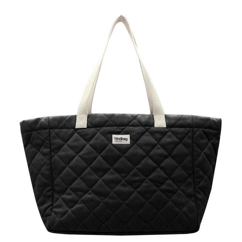Hindbag | Quilted shopping bag Claude with magnetic button closure - Black - GOTS certified organic cotton padding - designed in Paris, France Hindbag | Quilted shopping bag Claude with magnetic button closure - Black - GOTS certified organic cotton padding - designed in Paris, France