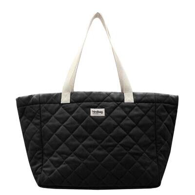 Hindbag | Quilted shopping bag Claude with magnetic button closure - Black - GOTS certified organic cotton padding - designed in Paris, France