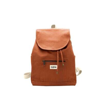 Hindbag | Backpack with 2 outside pockets - Sienna orange - GOTS certified organic cotton - designed in Paris, France