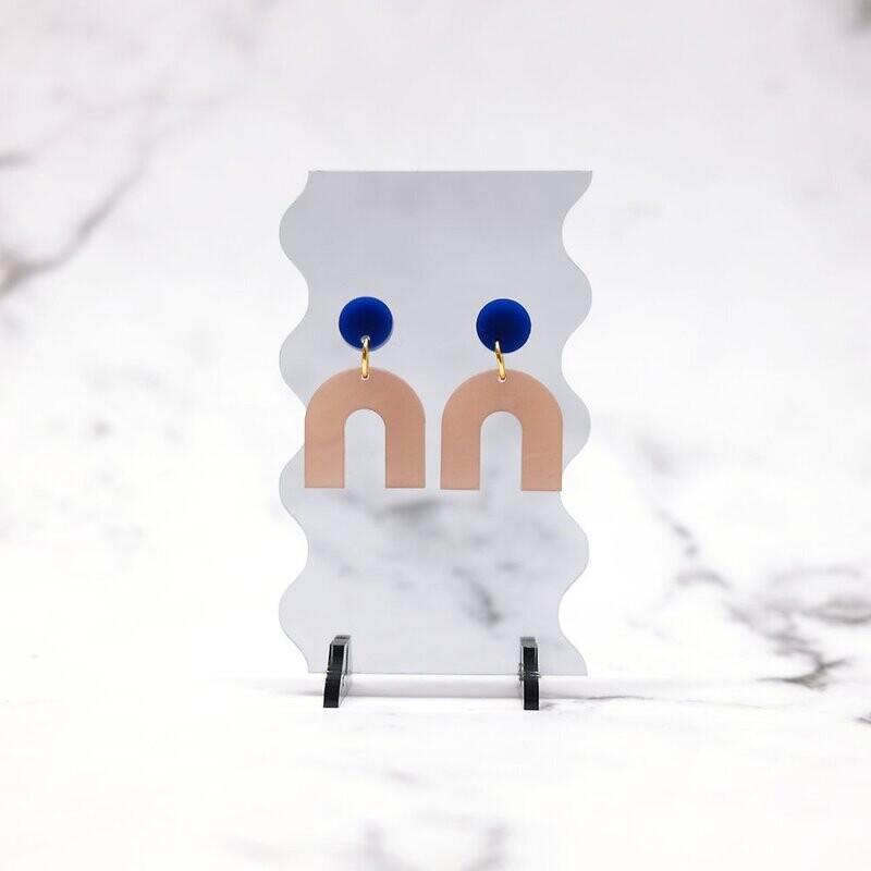 Mimimono | Ava earrings cobalt blue - recycled greencast acrylic - handmade in Amsterdam