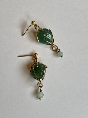 evankrumah | Gold earrings green Aventurine Jade stones - 24k gold plated 925 sterling silver and natural stones