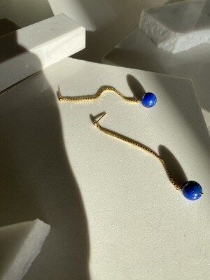 evankrumah | Gold earrings with lapis lazuli pearls - 24k gold double 925 sterling silver - handmade in Cologne