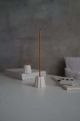 Ovo things | Big porcelain candle holder for thin candles - matte white porcelain - 6 x 5 cm