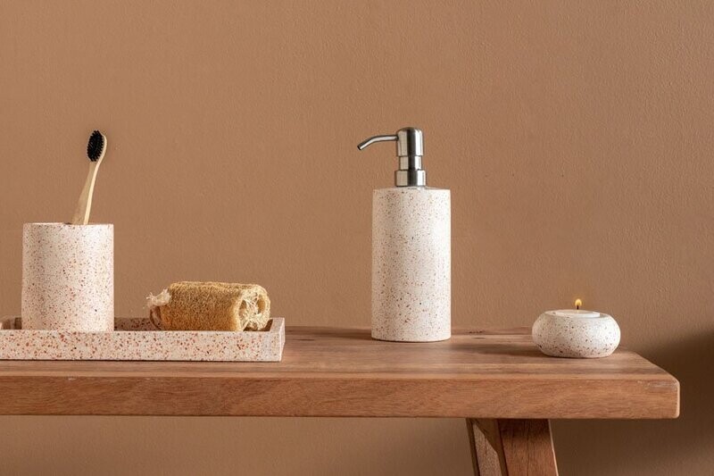 Kinta | Soap dispenser stonerazzo terra - 20 x 7,5 cm