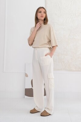 Benedita | Cargo trousers cream white - linen & viscose Benedita | Cargo trousers cream white - linen & viscose