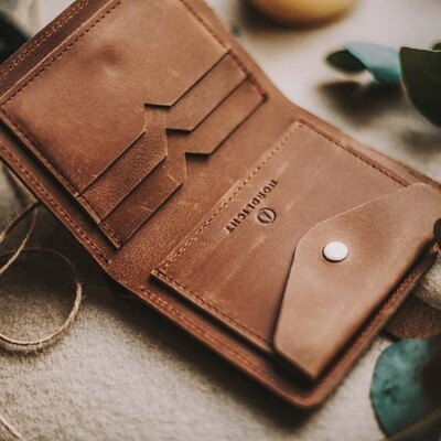 Nordlicht | Brown wallet S - high-quality LWG certified genuine leather - designed in Germany and made in Ukraine