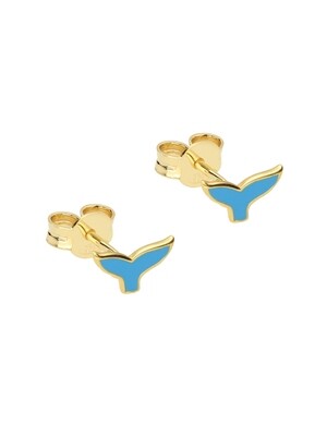 Selva Sauvage | Golden earstuds whale - 18k gold plated 925 sterling silver (a pair or a single)