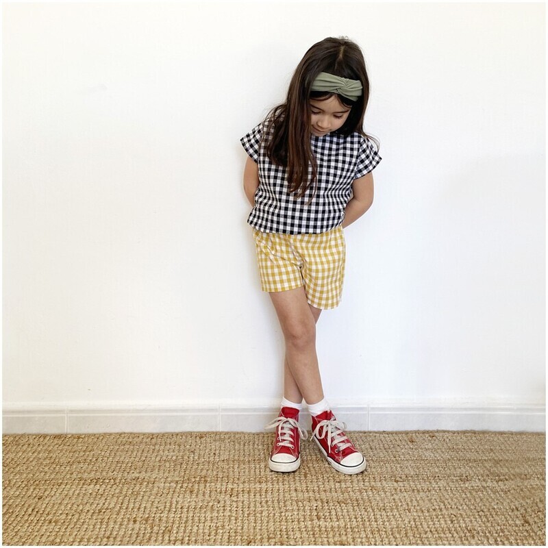 Cachalote | Daffodil yellow checks shorts - 2-4 years - 100% poplin cotton OEKO-TEX - made in Barcelona Cachalote | Daffodil yellow checks shorts - 2-4 years - 100% poplin cotton OEKO-TEX - made in Barcelona