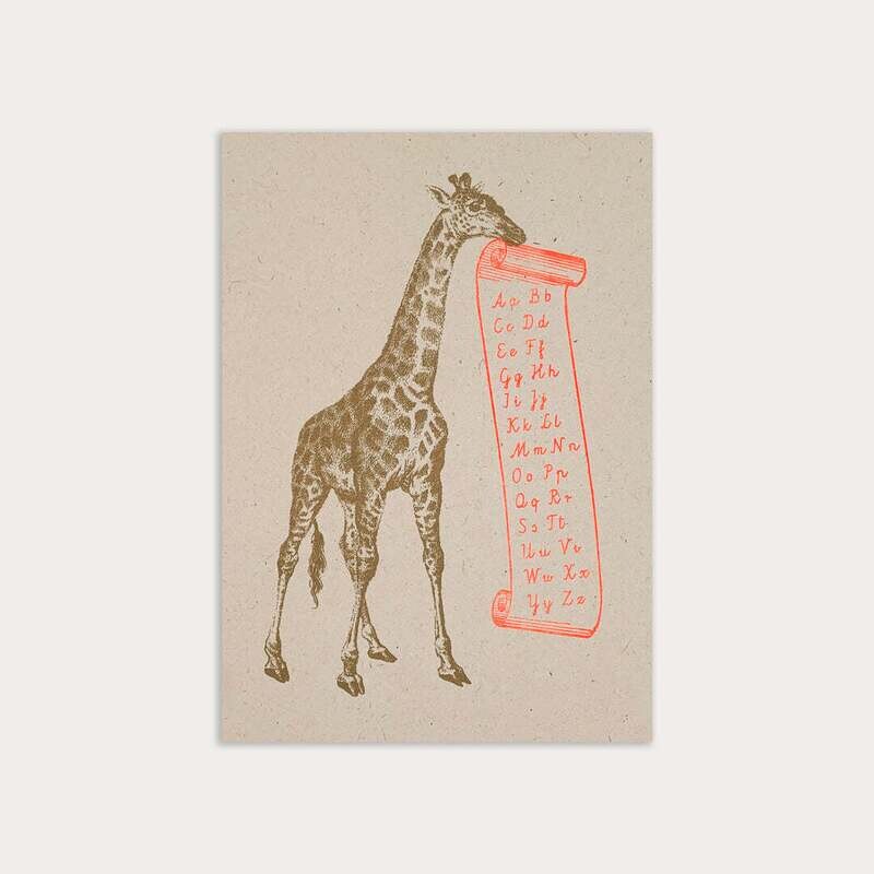 Togethery | Giraffe ABC - Postcard - Eco-friendly Riso print Togethery | Giraffe ABC - Postcard - Eco-friendly Riso print