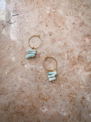 Olá Lindeza | Gold hoops light blue stones - 24k gold-plated stainless steel